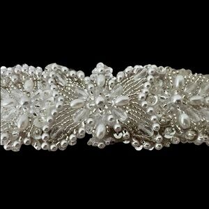 Stella York Beaded Pearl White Wedding Belt Sash US Size 24 NEW Bridal Plus Size
